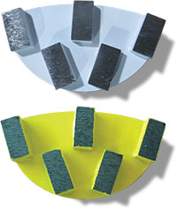 Yellow and light blue grinder segments