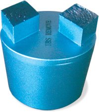 Blue cylinder with two cubes on top